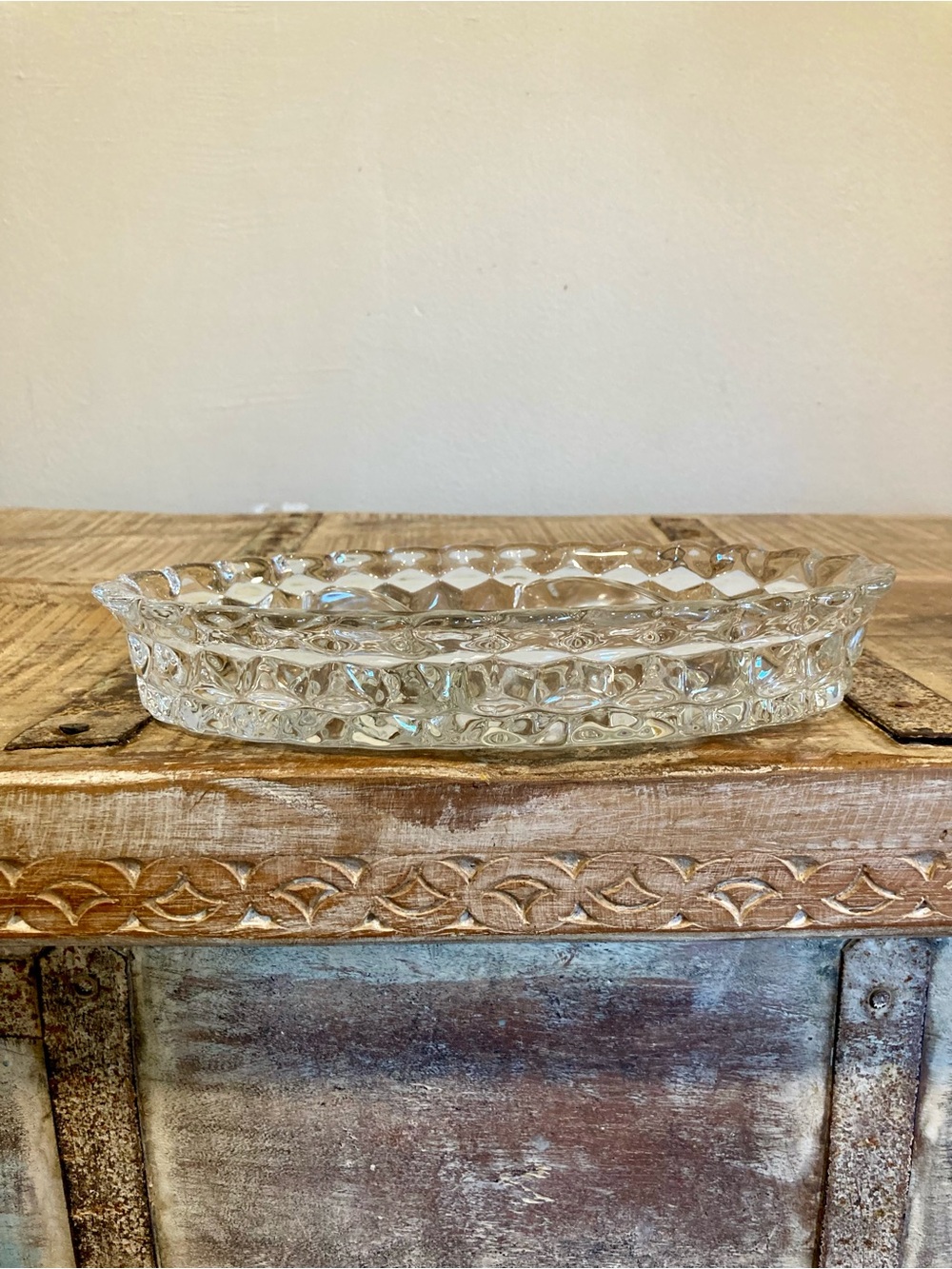 Fostoria American Glass 3 Part Relish Dish Scalloped Edges - Picture 6 of 11